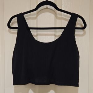 Aerie Black Ribbed Sports Bra Top